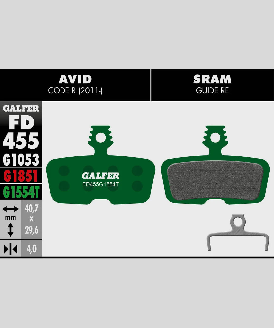 Galfer Disc Brake Pads Sram Code R / RSC, Guide RE - Green Pro Compound Galfer