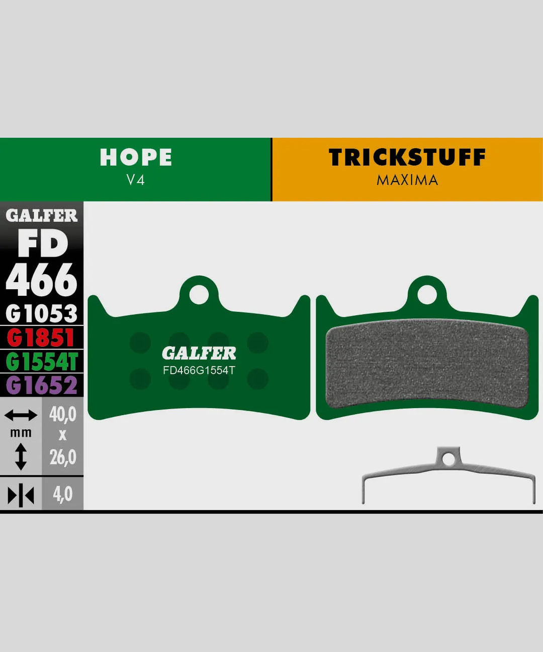 Galfer Disc Brake Pads Hope V4 - Green Pro Compound Galfer