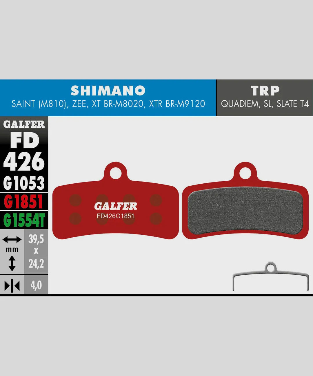 Galfer Disc Brake Pads Shimano 4 pot - Red Advanced Compound Galfer