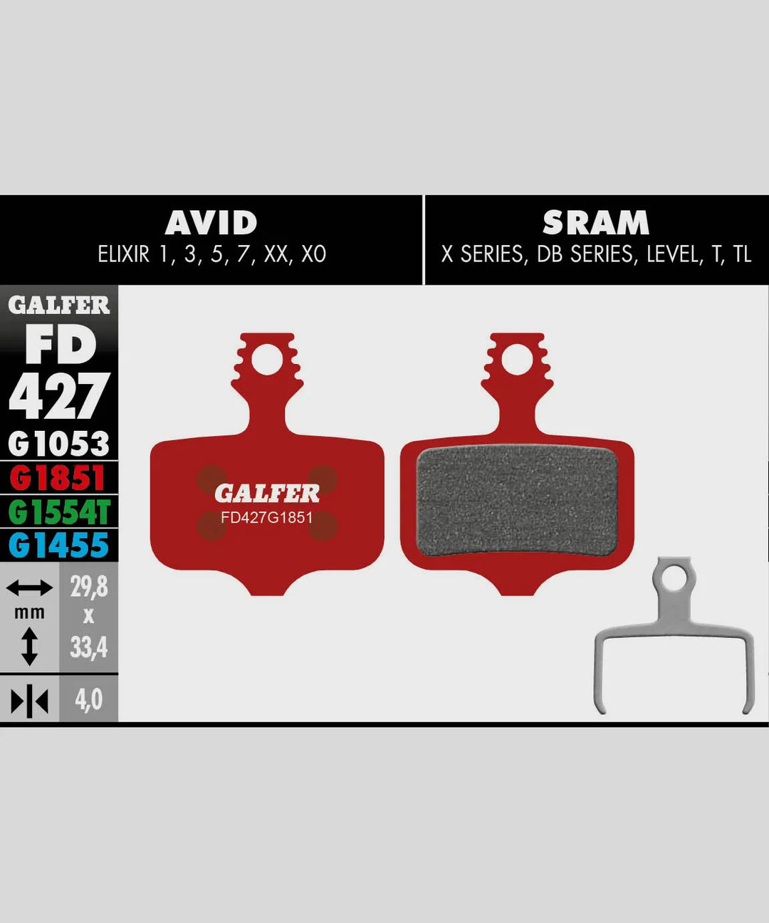 Galfer Brake Pads Avid Elixir / SRAM Level / Piccola - Red Advanced Compound Galfer